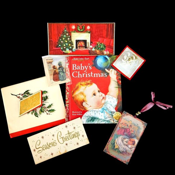 Other - Vintage Holiday Baby Book & Instant Collection Card Ephemera and Decor Bundle